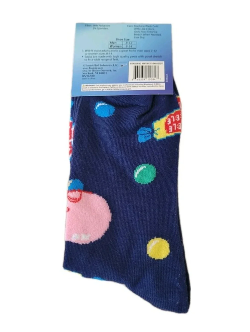 NIP Original Dubble Bubble Gum Crew Socks Adult Fun! Unisex Stretch Sockopath